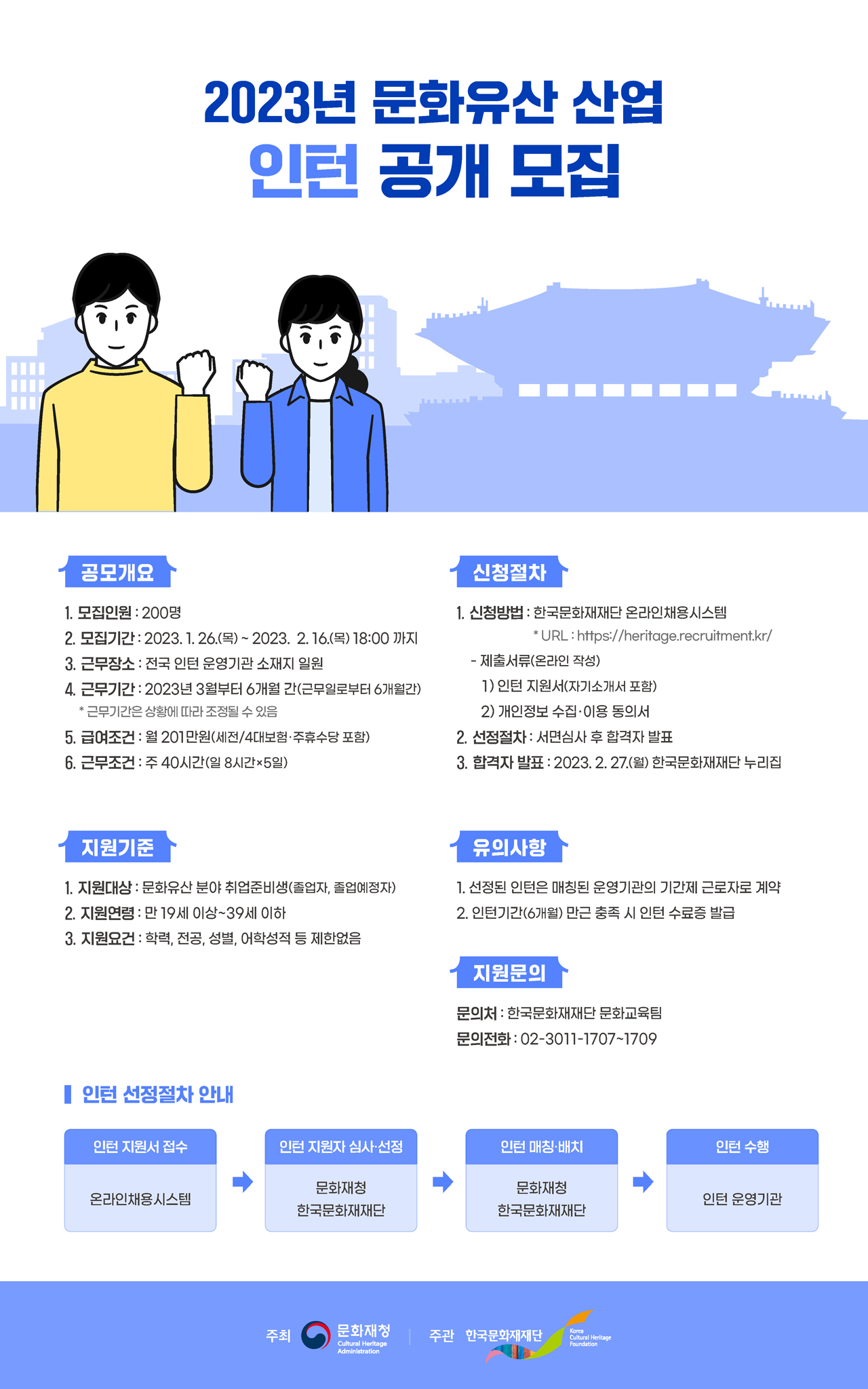 2023년 문화유산 산업 인턴 공개 모집 자세한 내용 하단참조