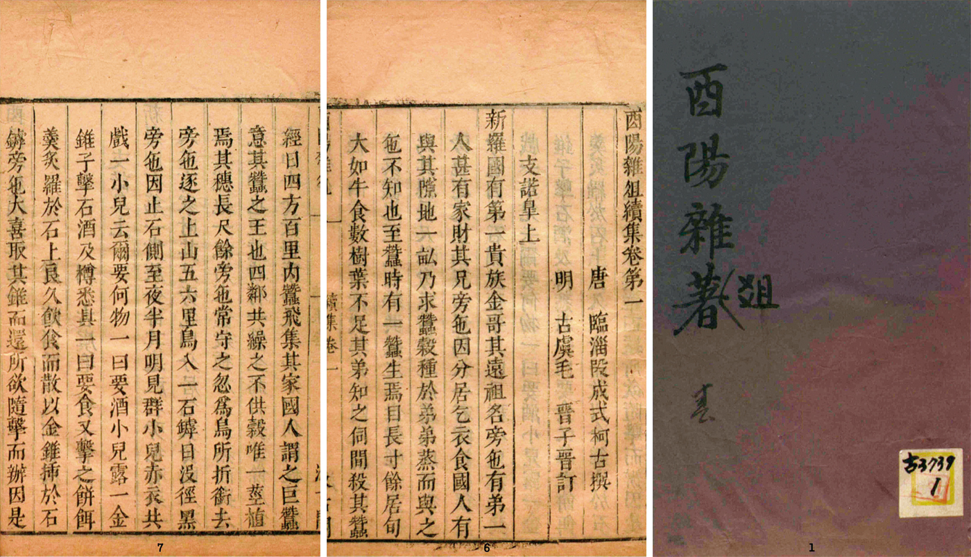 『유양잡조전집 [속집] 권일( 酉陽雜俎前集續集卷 1)』 표지와 내지