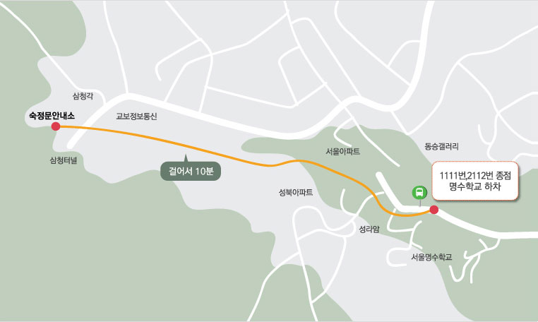 버스종점 하차 도보로 목적지 이동 지도 자세한 내용 하단 참조